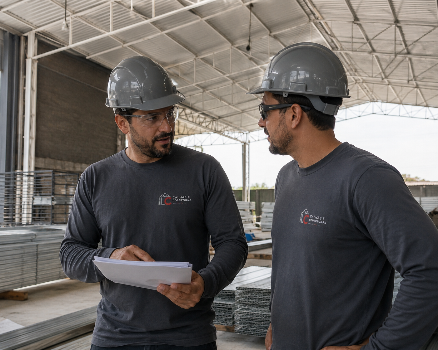Equipe LC Calhas e Coberturas em obra